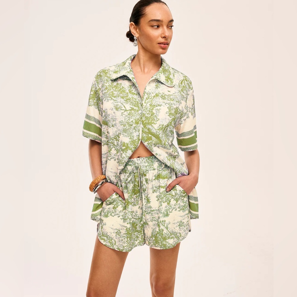 295 Printed Contrast Trim Shorts Sets - Picture 1 of 3